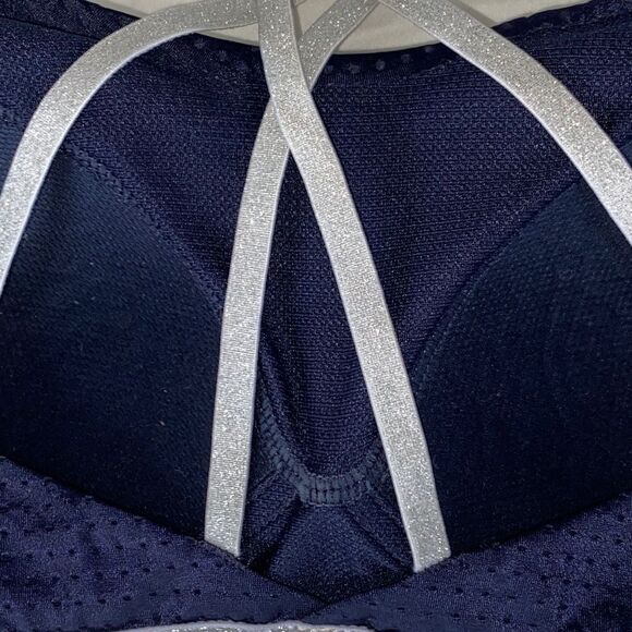 Victoria's Secret Sport Navy Blue Silver Sparkle Glitter Shimmer Strappy Bra - Picture 14 of 16